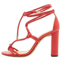 Alexandre Birman Orange Ledersandalen mit Knöchelriemen Größe 37