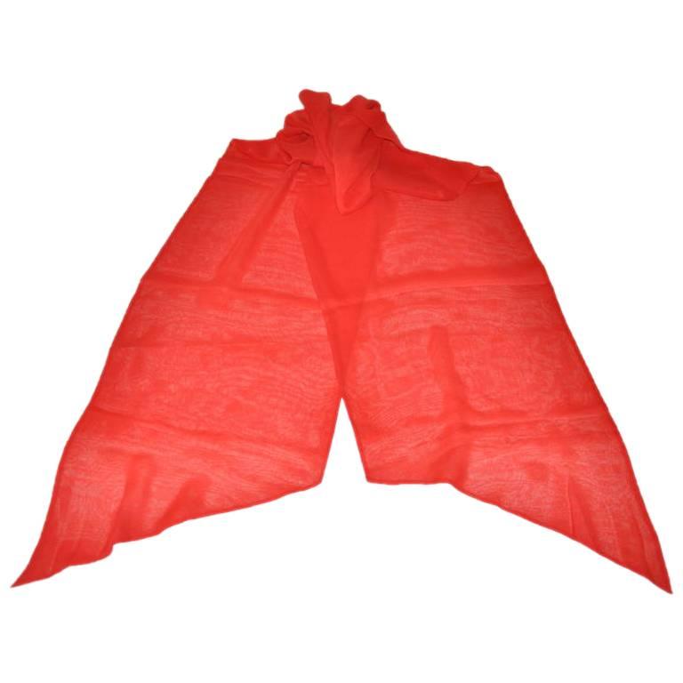 Bold Red Double-Layer Silk Chiffon Scarf
