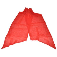 red chiffon scarf Bold Red Double-Layer Silk Chiffon Scarf