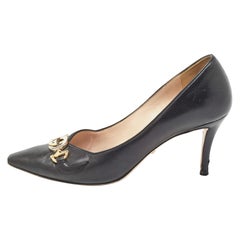 Gucci Black Leather GG Zumi Pumps Size 37