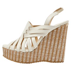Jimmy Choo Sandalias de piel blanca con cuña y plataforma Slingback talla 39