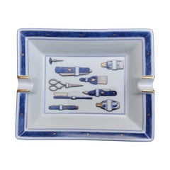 Vintage Hermès Barber Hairdresser Tools Cigar Ashtray Change Tray Porcelain Gold