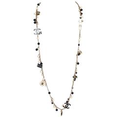 Chanel Pearl & Black Beaded & Iconic Charm Necklace