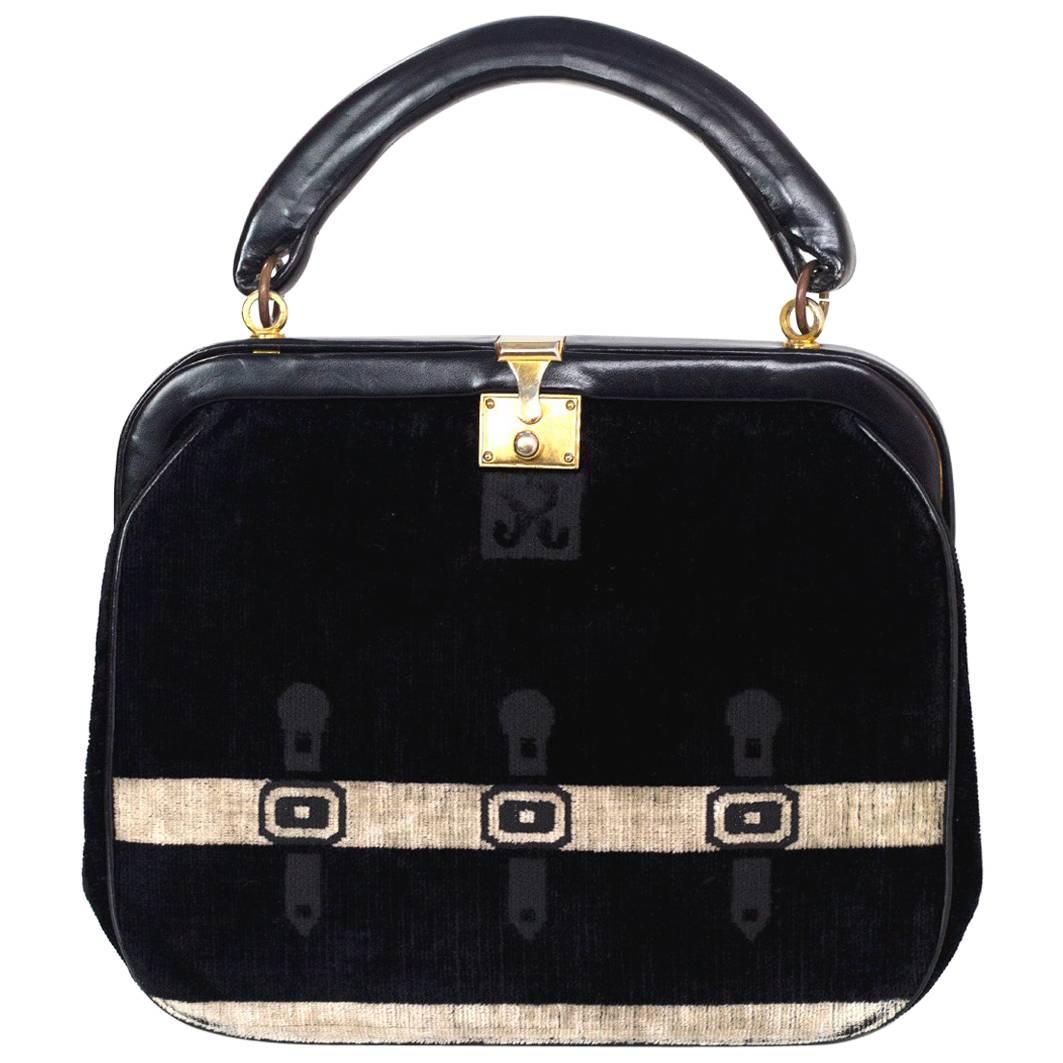 Roberta di Camerino Vintage Black Velvet Frame Bag