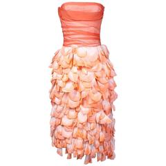 Rochas Peach Organza Strapless Dress from 2003