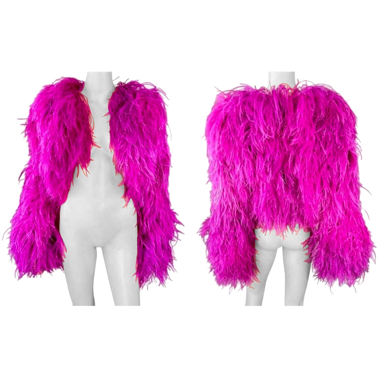 Dolce & Gabbana Ostrich Feather Embellished Cropped Bolero Jacket Coat