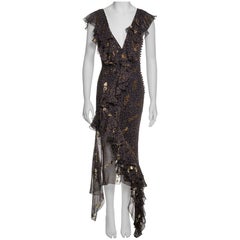 Christian Dior par John Galliano - Robe en mousseline avec motifs dorés, printemps-été 2001