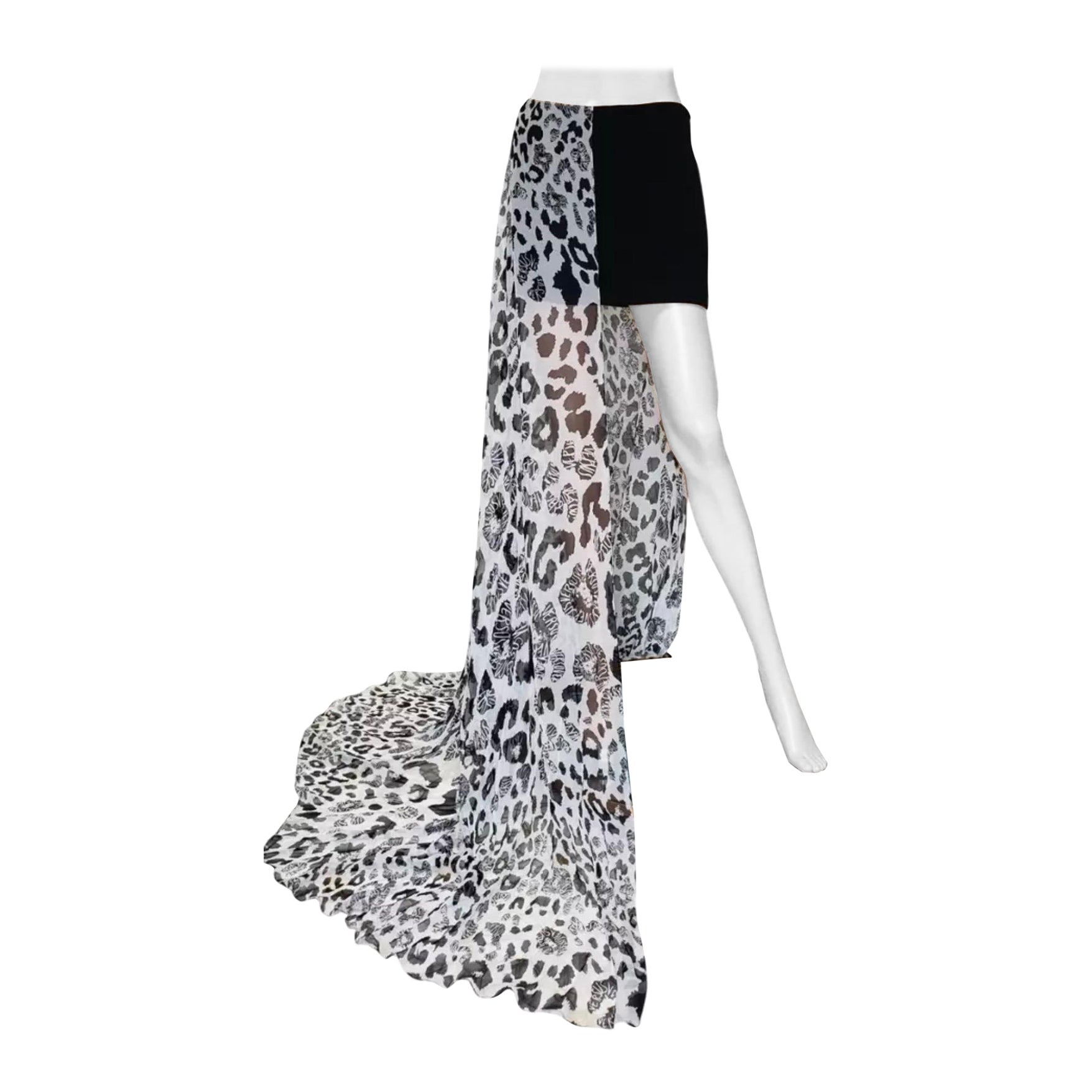 Versus Versace Leopard Print 100% Silk Skirt
