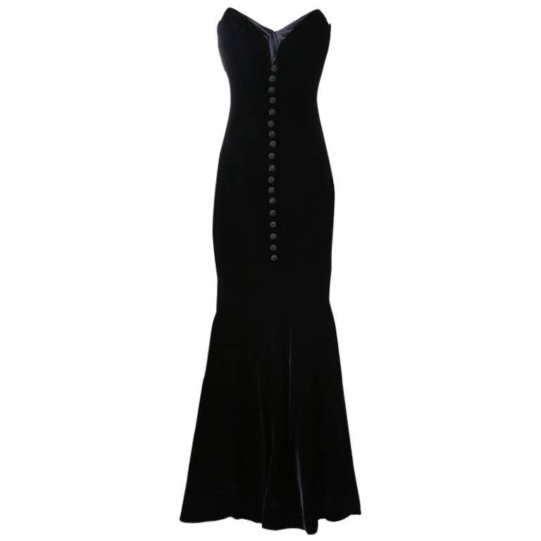 Anonymous Strapless Dress circa 1980s For Sale at 1stDibs