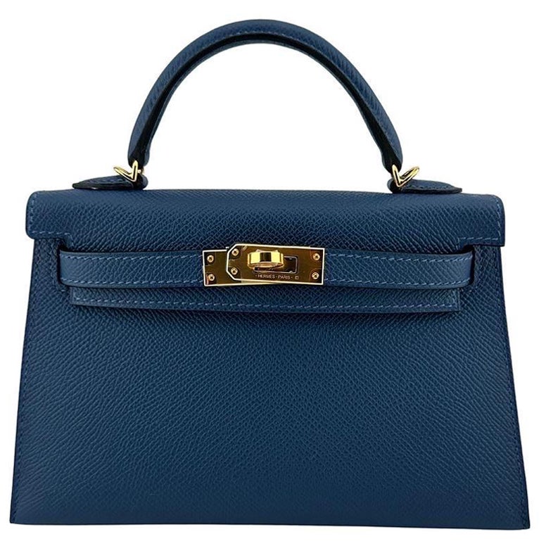 Hermès Deep Bleu Mini Kelly 20 Sellier Epsom Gold Hardware