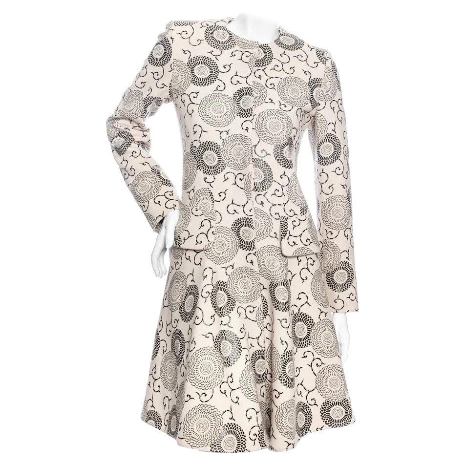 Etro Cream and Black Floral Print Swing Coat Fall2012