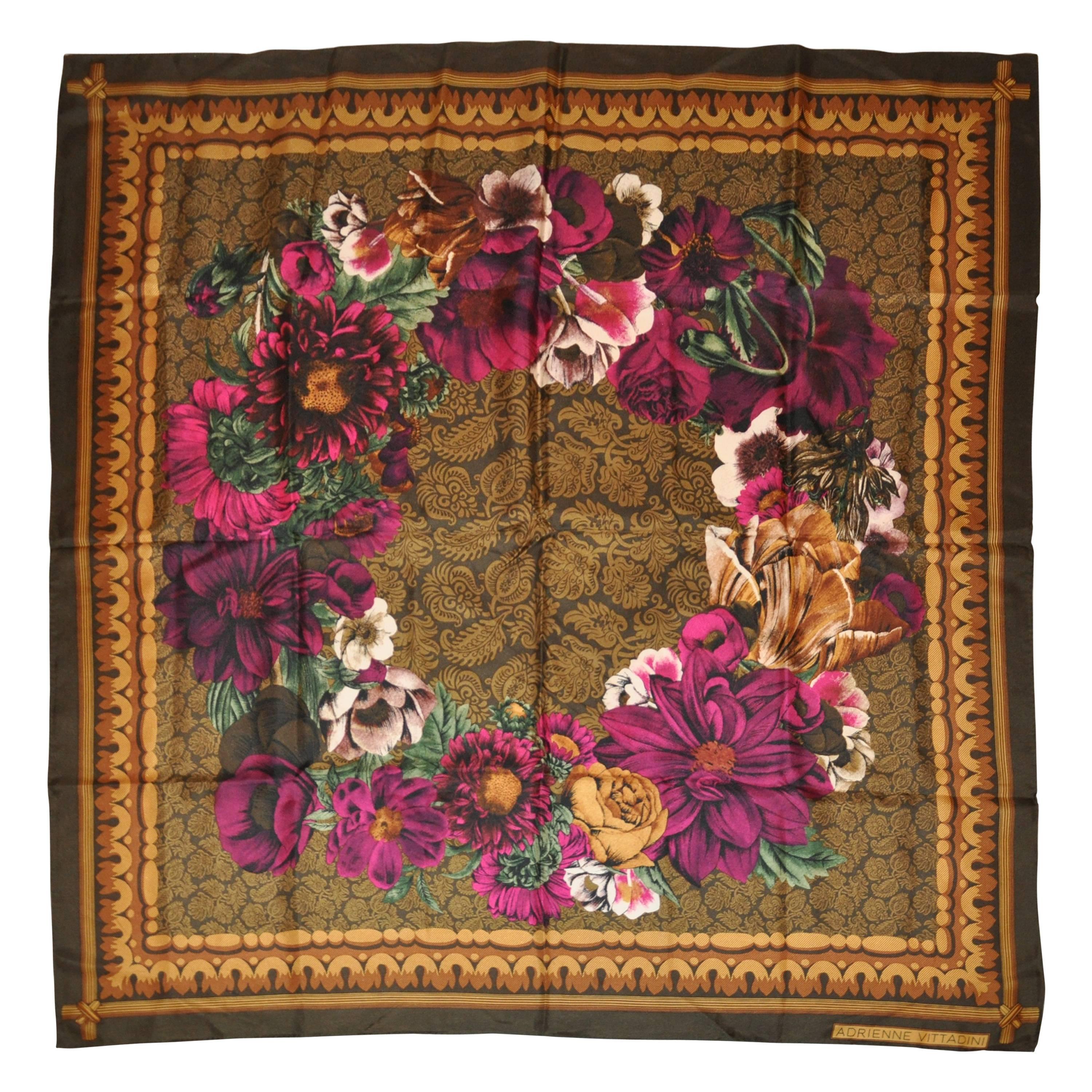 Adrienne Vittadini "Limited Edition" "Multi-Floral" Silk Scarf For Sale