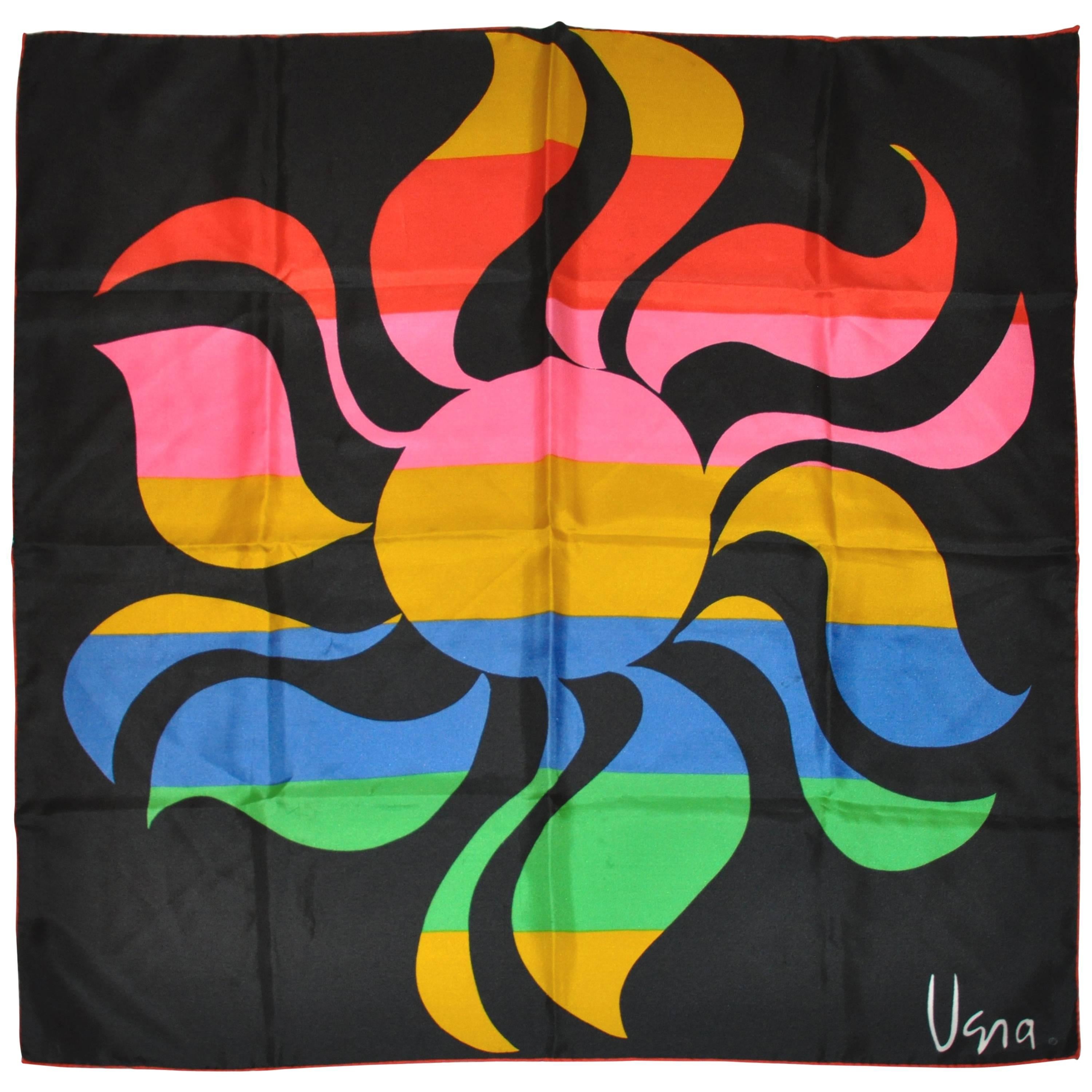 Rare écharpe « Sun » en soie Vera multicolore  en vente