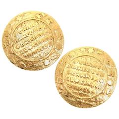 Vintage Chanel Gold Tone Round Earrings
