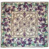 "Sciarpa di seta "Plum Floral & Jewels
