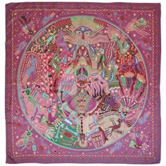 "Shades of Purple Hue Whimsical Creatures" Silk Scarf
