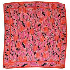 Adrienne Landau Rose Border with "Collection of Tulips" Silk Scarf