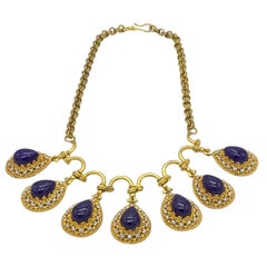 Necklace w/Seven Amethyst Pendant