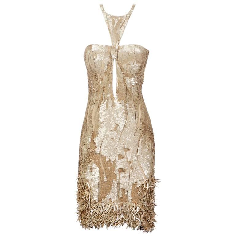 Tom Ford for Gucci Gold Sequin Dress circa early 2000s
