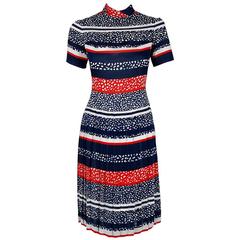 1968 Christian Dior Demi-Couture London Stripe Silk Pleated Drop-Waist Dress 11