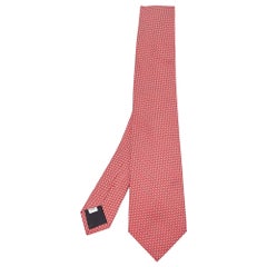Valentino Red Patterned Silk Tie