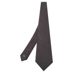 Fendi Black Striped Silk Blend Traditional Tie