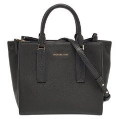 Michael Kors Black Leather Medium Alessa Satchel