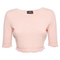 Elisabetta Franchi Rosa strukturierter Strickpullover Top L