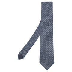 Corbata de seda a rayas diagonales gris/azul Lanvin