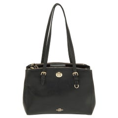 Coach Black Leather Turnlock Carryall 29 Satchel