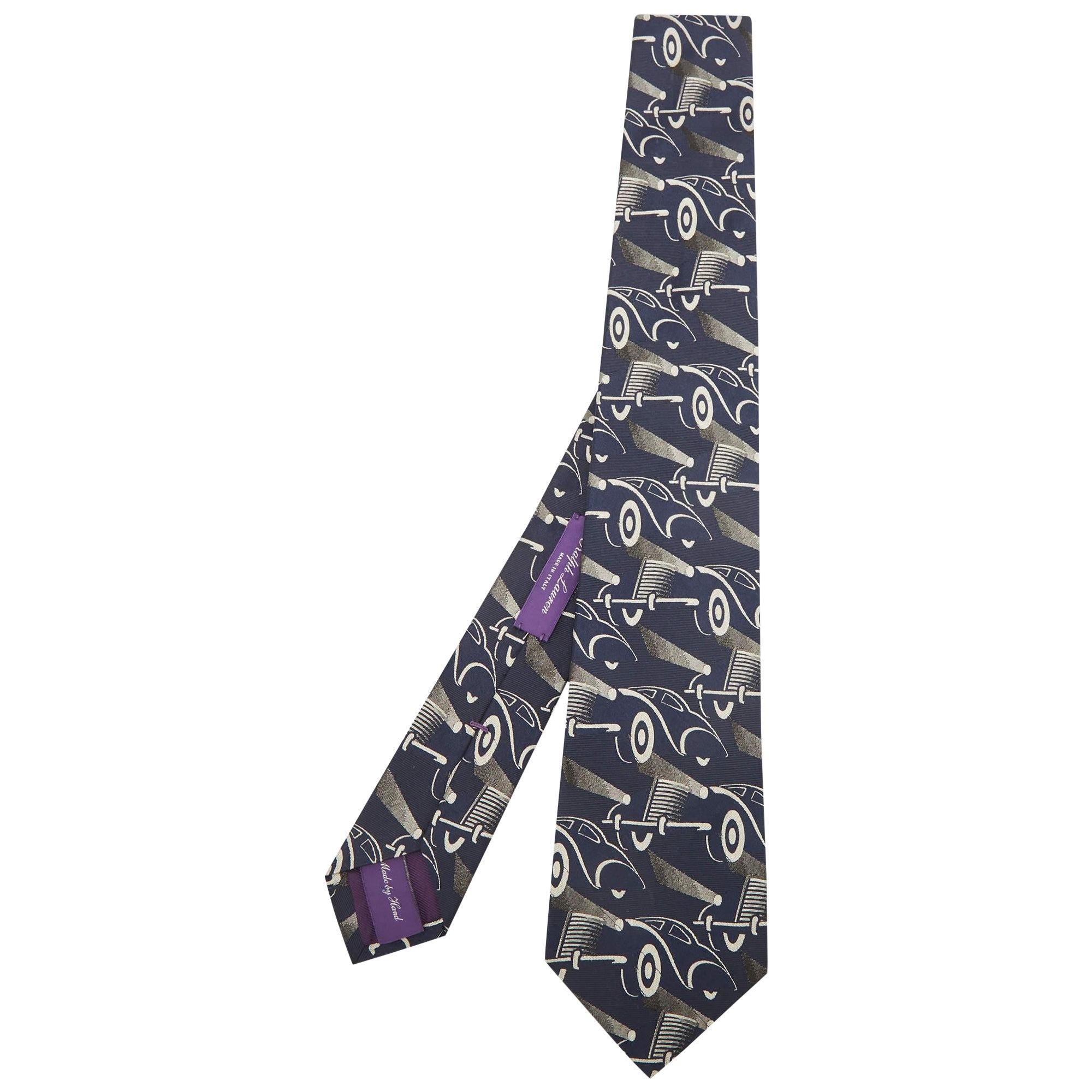 Cravatta Ralph Lauren in seta jacquard astratta blu navy