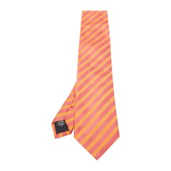 Moschino Orange/Pink Diagonal Striped Silk Tie