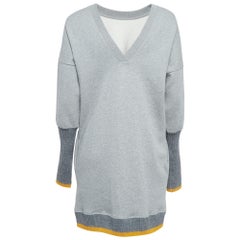 Victoria Victoria Beckham Grau Baumwolle Rippe Detail Pullover Kleid S