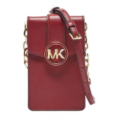 Michael Kors Burgundy Leather Carmen Smartphone Crossbody Bag