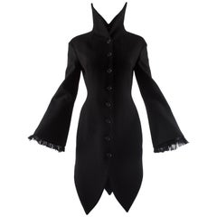 Alexander McQueen black wool evening coat with standing collar, fw 2008