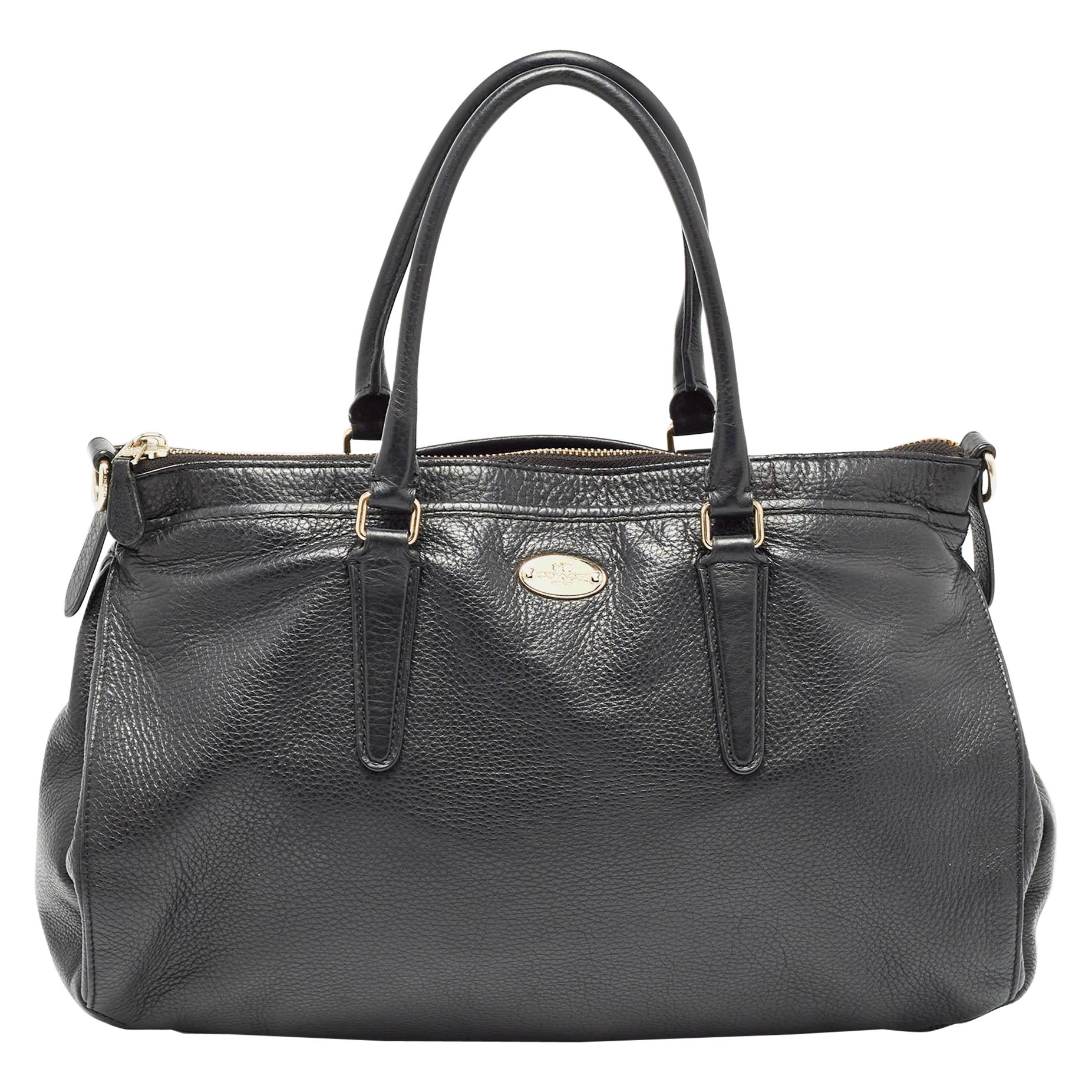 Coach Black Leather Morgan Tote For Sale