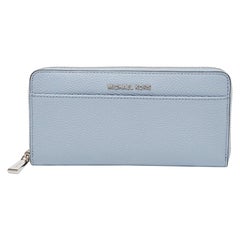 Michael Kors Blau Leder Geld Pieces Zip um Brieftasche
