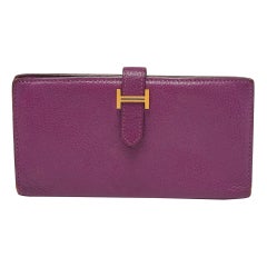 Portafoglio Hermes Anemone Chevre Mysore in pelle Bearn a soffietto