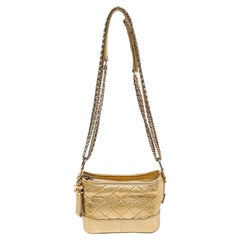 Chanel Gold Quilted Aged Leather Small Gabrielle Hobo