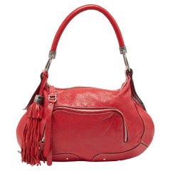 Aigner Rojo Shimer Bolsillo de piel con borla Hobo