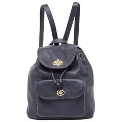Coach Black Leather Mini Turnlock Rucksack Backpack