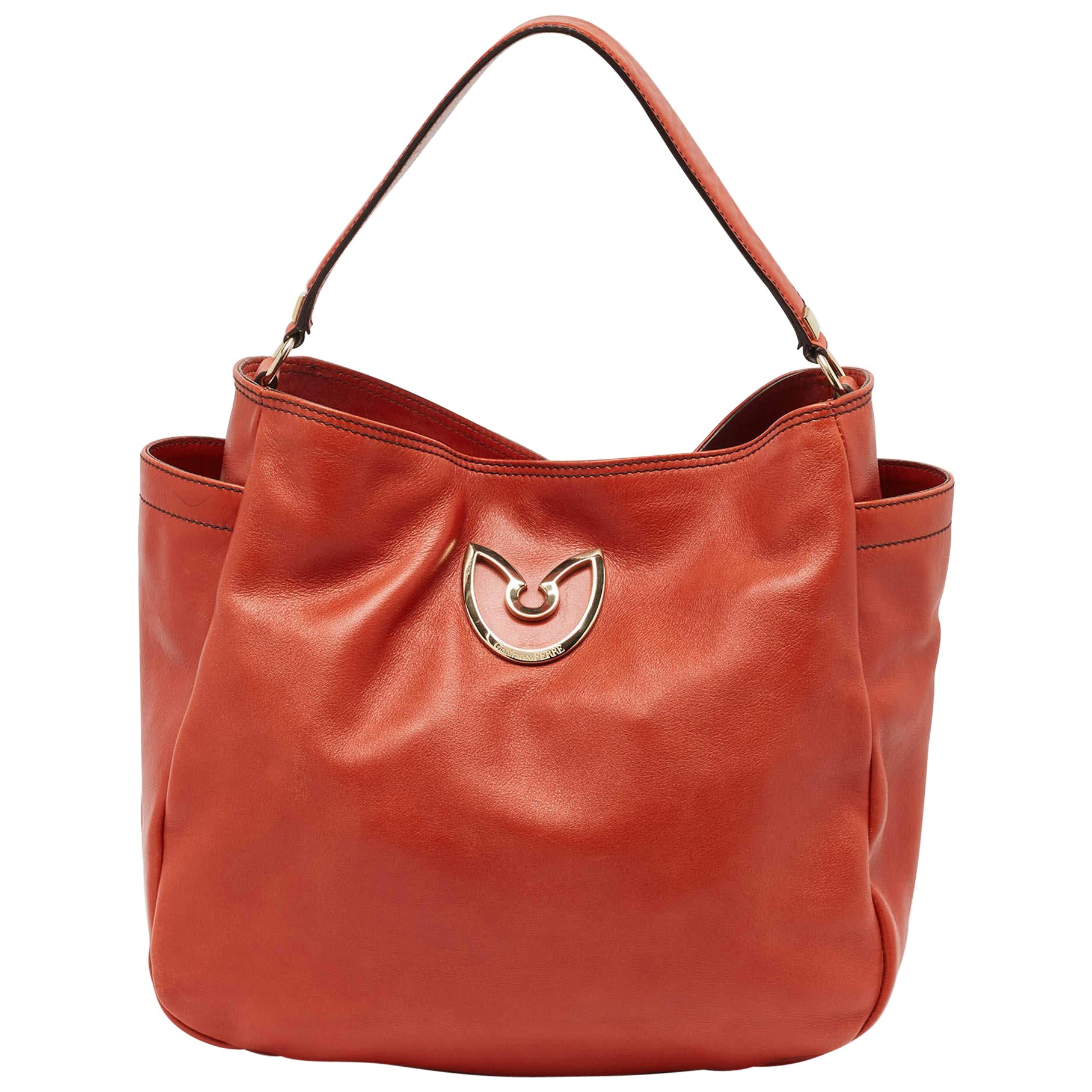 Gianfranco Ferre Dark Orange Leather Hobo For Sale