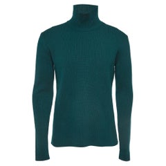 Bottega Veneta Green Rib Knit Turtleneck Pullover M