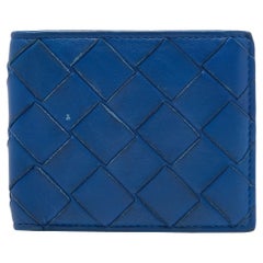 Bottega Veneta Blue Intrecciato Leather Bifold Wallet
