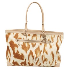 Tote Dior beige/marrone in tela stampata e pelle St. Tropez