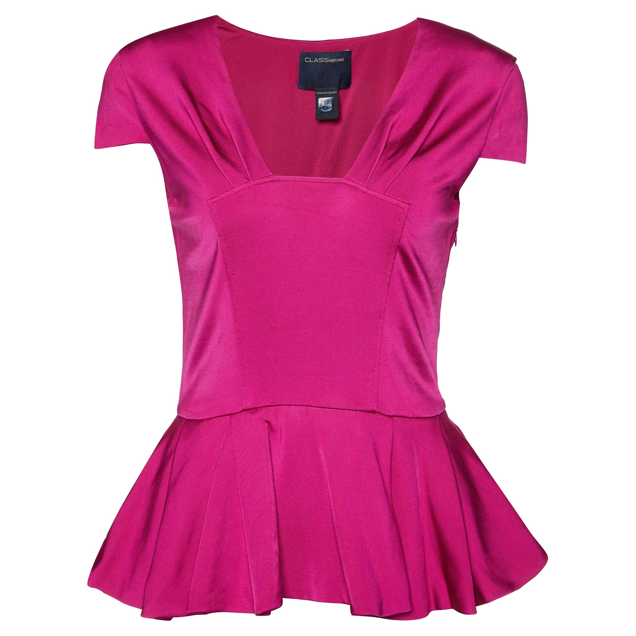 Class by Roberto Cavalli Top Peplum in jersey rosa M.