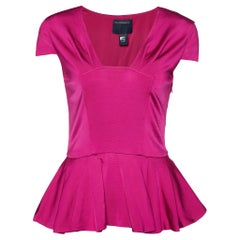 Class by Roberto Cavalli Pink Jersey Peplum Top M