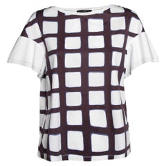 Weekend Max Mara White Check Print Cotton Top XL