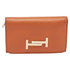 Portefeuille triple en cuir double T de Tod's, orange
