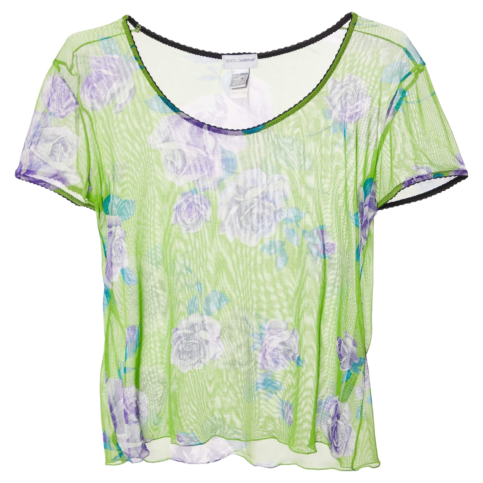 Dolce & Gabbana Intimo Top Verde Estampado Floral S